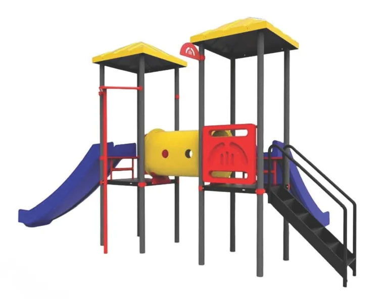 Mangrullo doble con puente, tobogán y 1 bajada bombero